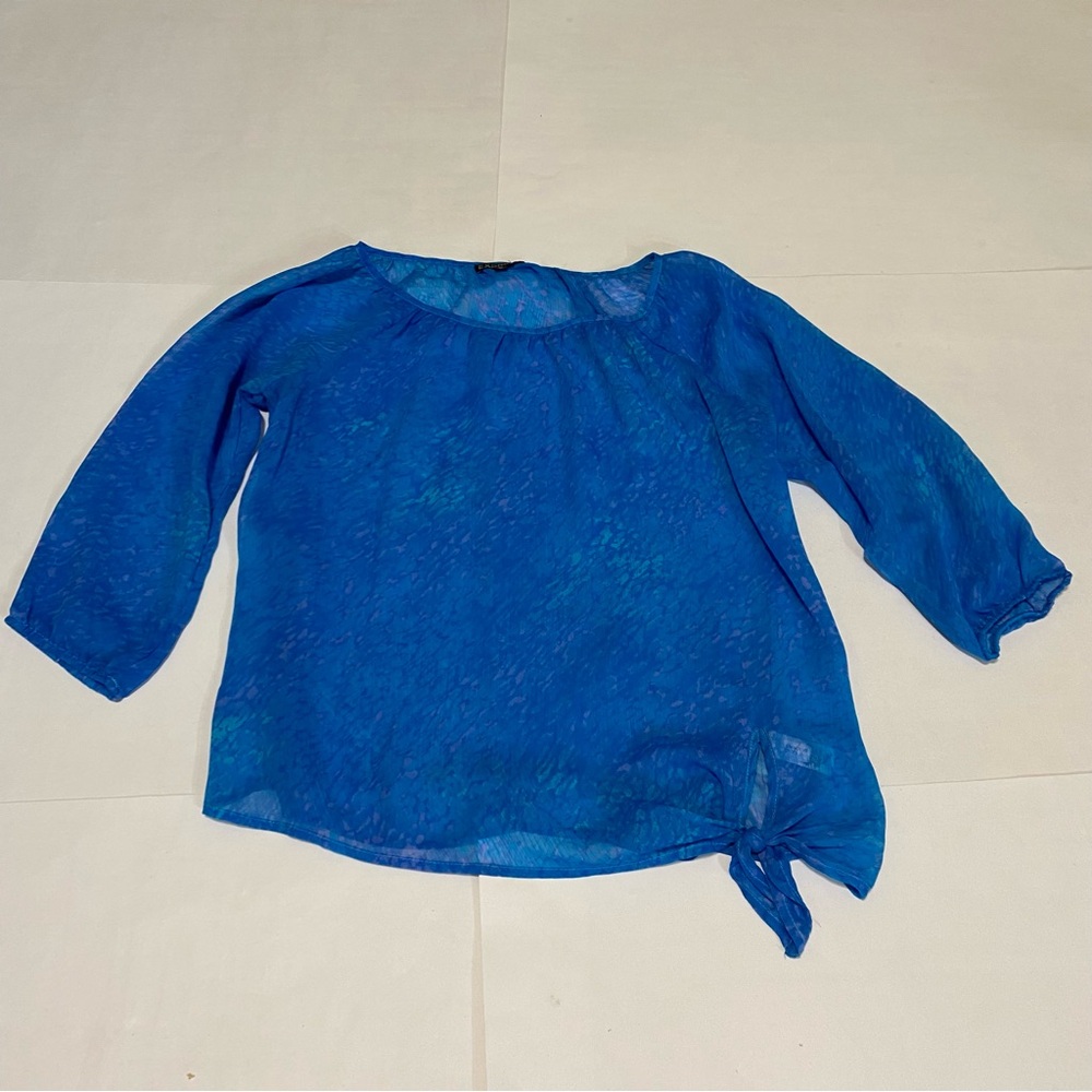 ⭐️ Express Sheer Blue Blouse with Tie Detail